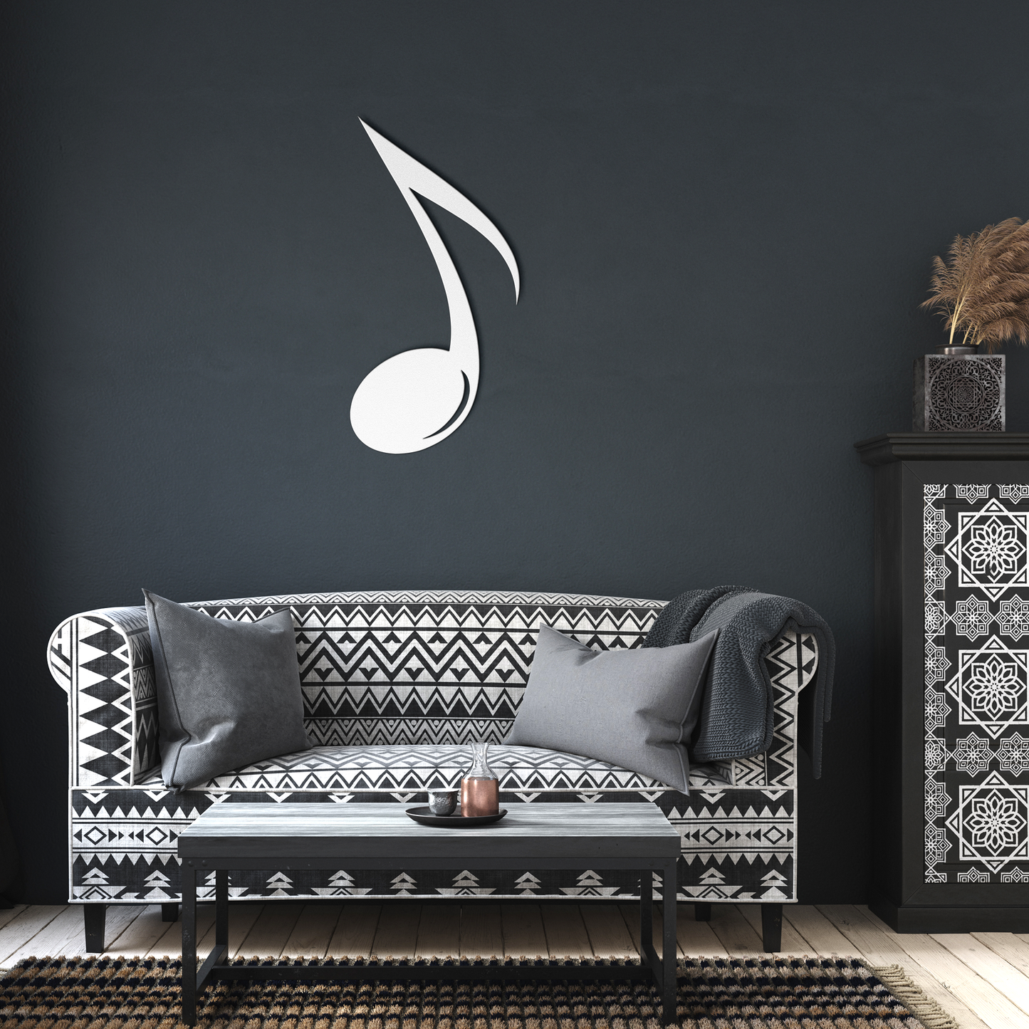 Metal_music_note_wall_art_for_indoor_or__White_Dark_Living_Room_Mockup.png