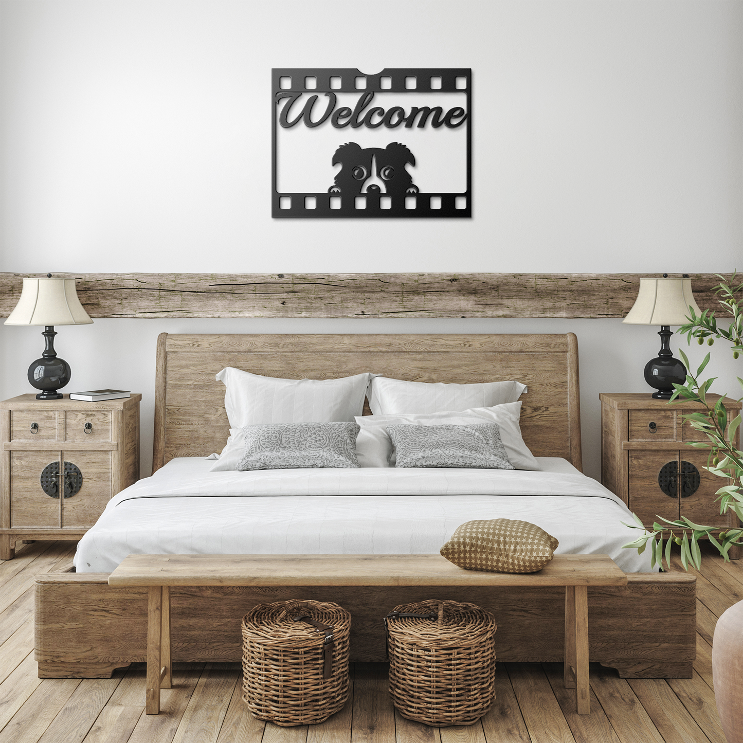 Puppy_welcome_metal_sign_Black_Farmhouse_Bedroom_Mockup.png