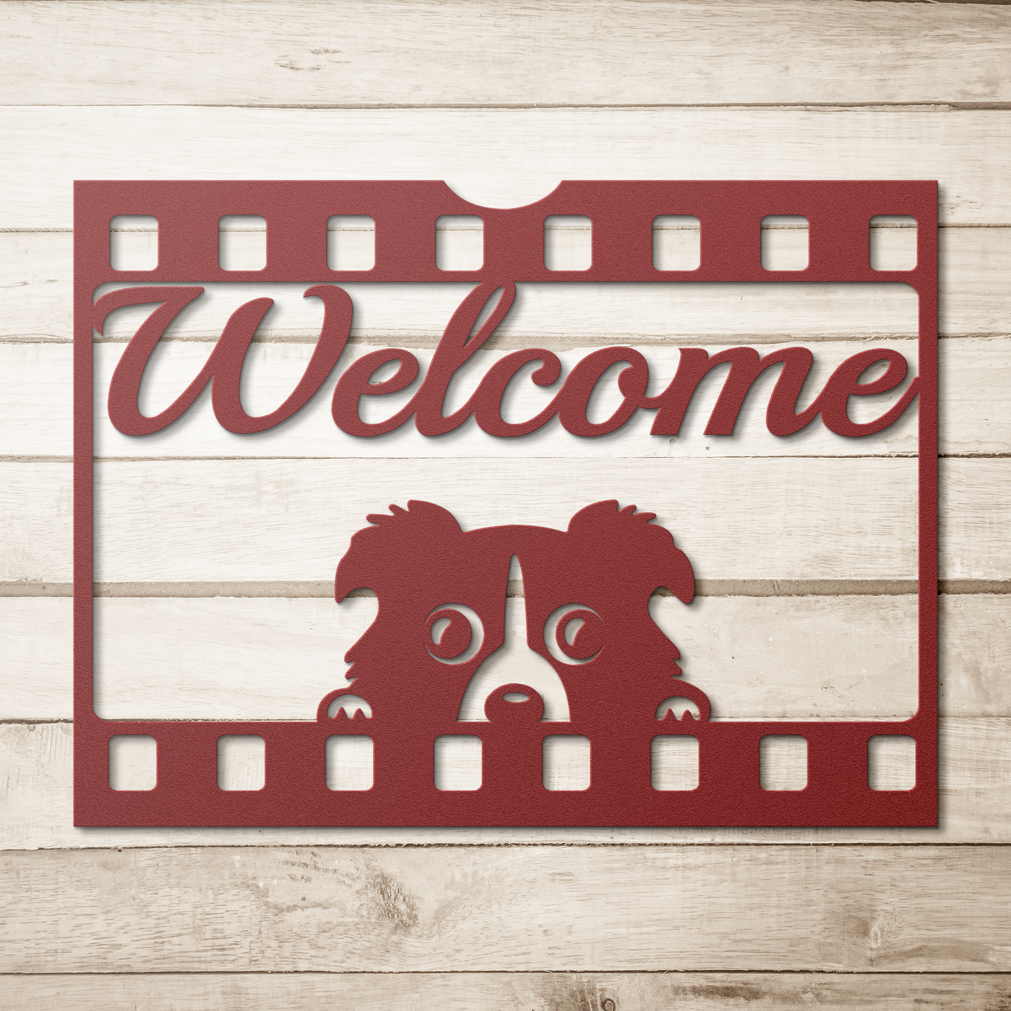 Puppy_welcome_metal_sign_Red_Simple_Wood_BKGD_Mockup.png