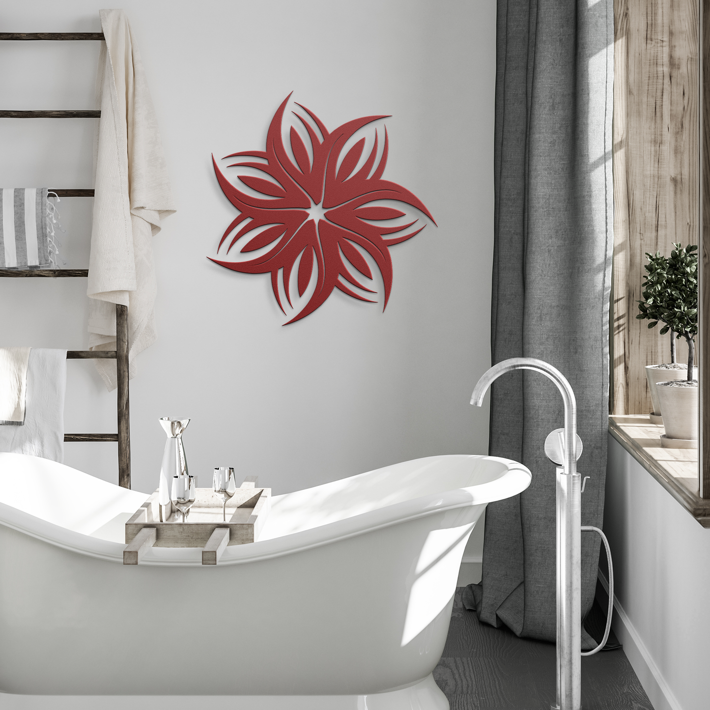 Tribal_flower_metal_wall_art_for_indoor__Red_Modern_Bathroom_Mockup.png
