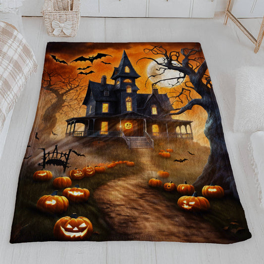 Classic Halloween Haunted House Blanket