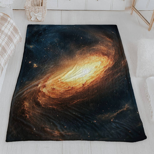 Fiery Spiral Galaxy Velveteen Plush Blanket