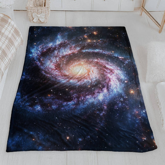 Lightweight Velveteen Plush Blanket with Spiral Galaxy Design
