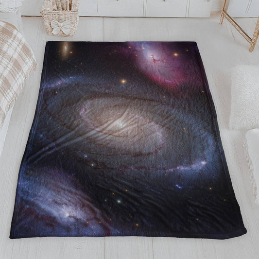 Cosmic Spiral Galaxy Velveteen Plush Blanket
