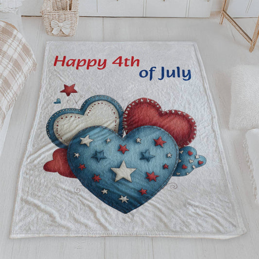 Happy 4th of July Hearts Blanket