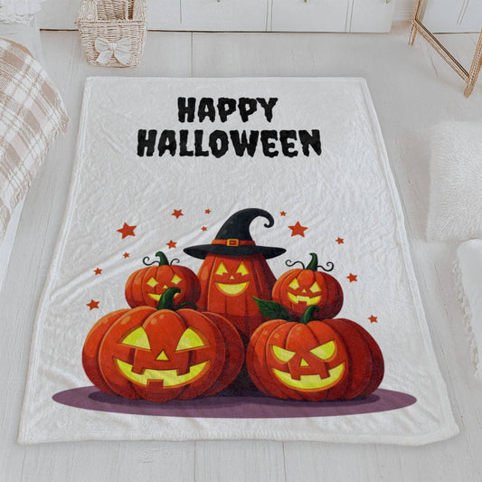 Happy Halloween Pumpkin Family Plush Blanket