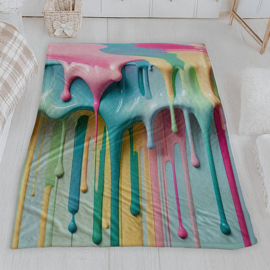 Pastel Paint Drip Velveteen Blanket