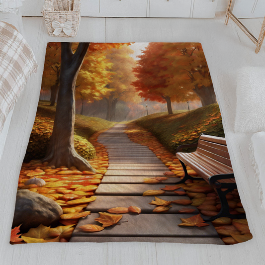 Autumn In The Park Velveteen Blanket