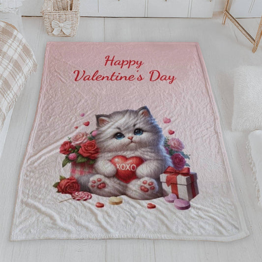 "Happy Valentine's Day" Kitten Blanket