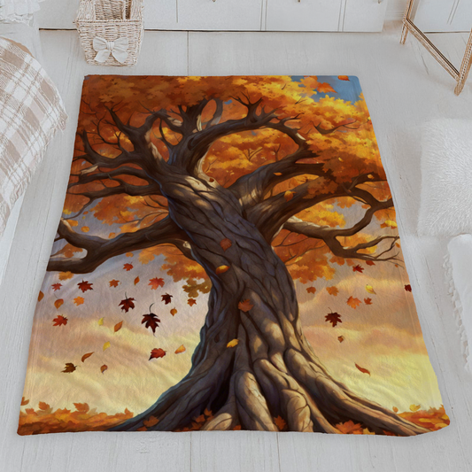 Majestic Autumn Tree Velveteen Blanket