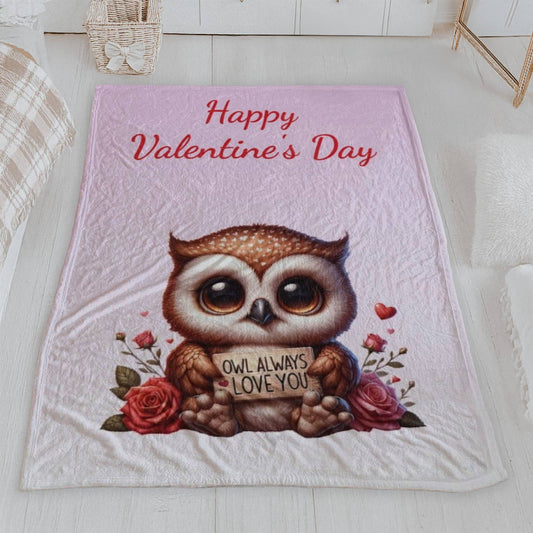 Happy Valentine's Day Owl Blanket