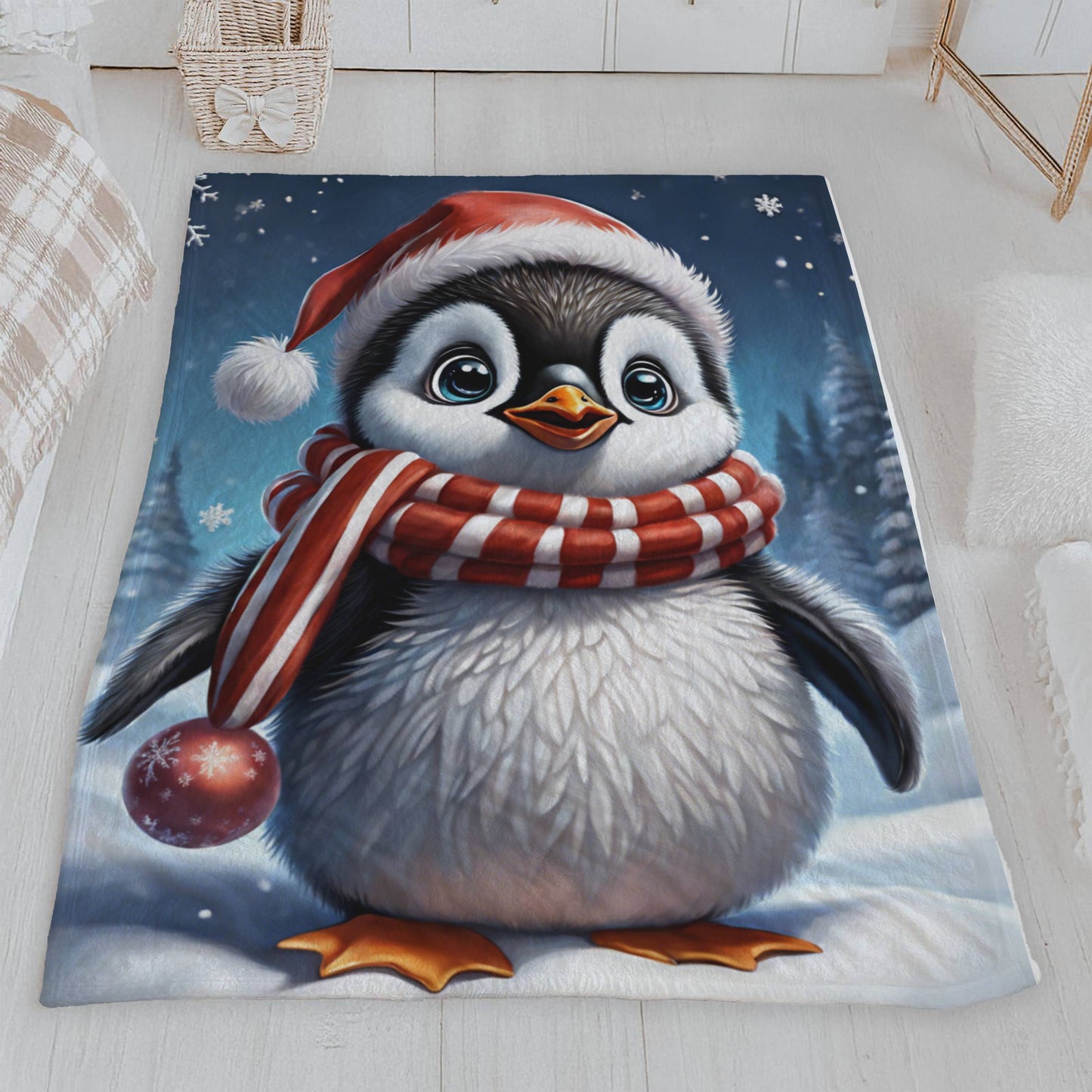 Christmas Penguin Velveteen Plush Blanket