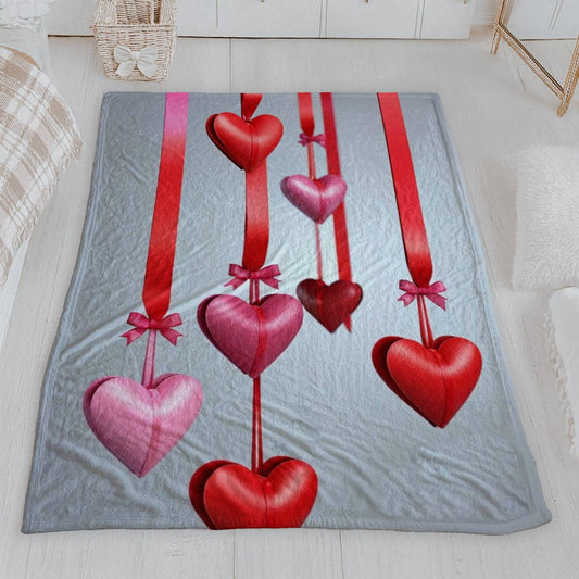 Hanging Hearts & Ribbons Blanket