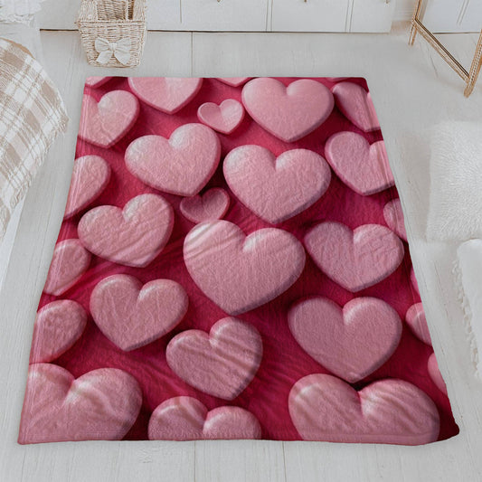 Soft Pink Hearts Texture Blanket