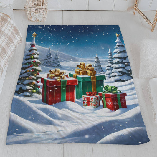 Christmas Presents in Snow Velveteen Plush Blanket