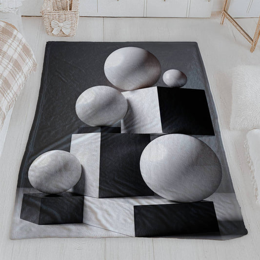 Monochrome Abstract Art Velveteen Blanket