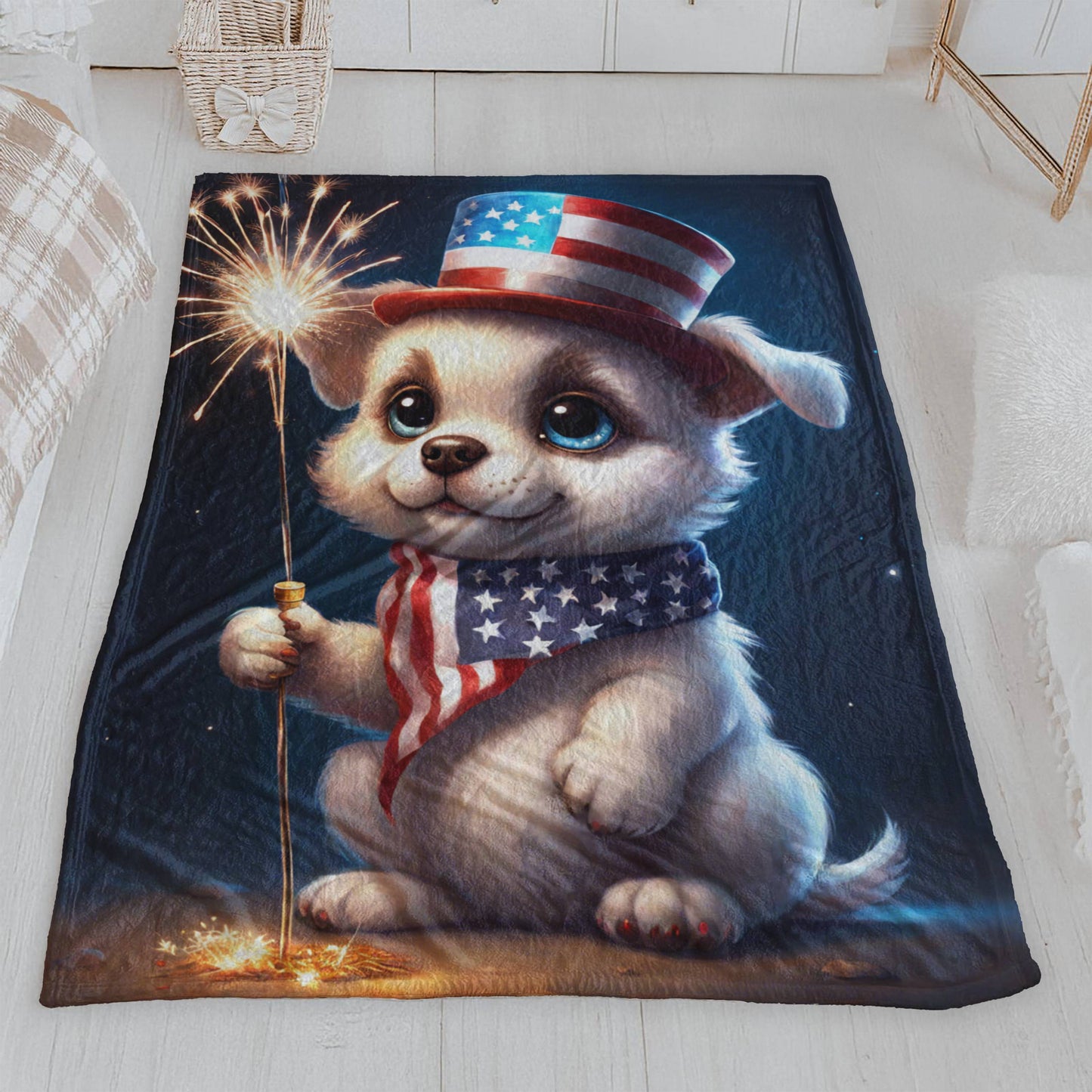 Plush Sofa Blanket with a Cute Puppy Design