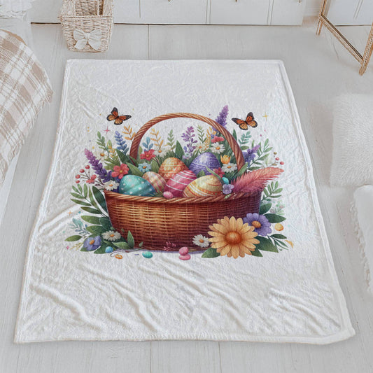 Classic Easter Basket Lightweight Velveteen Blanket