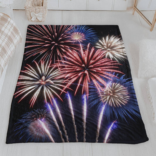 4th of July Fireworks Plush Blanket