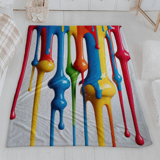 Vibrant Paint Drip Velveteen Blanket