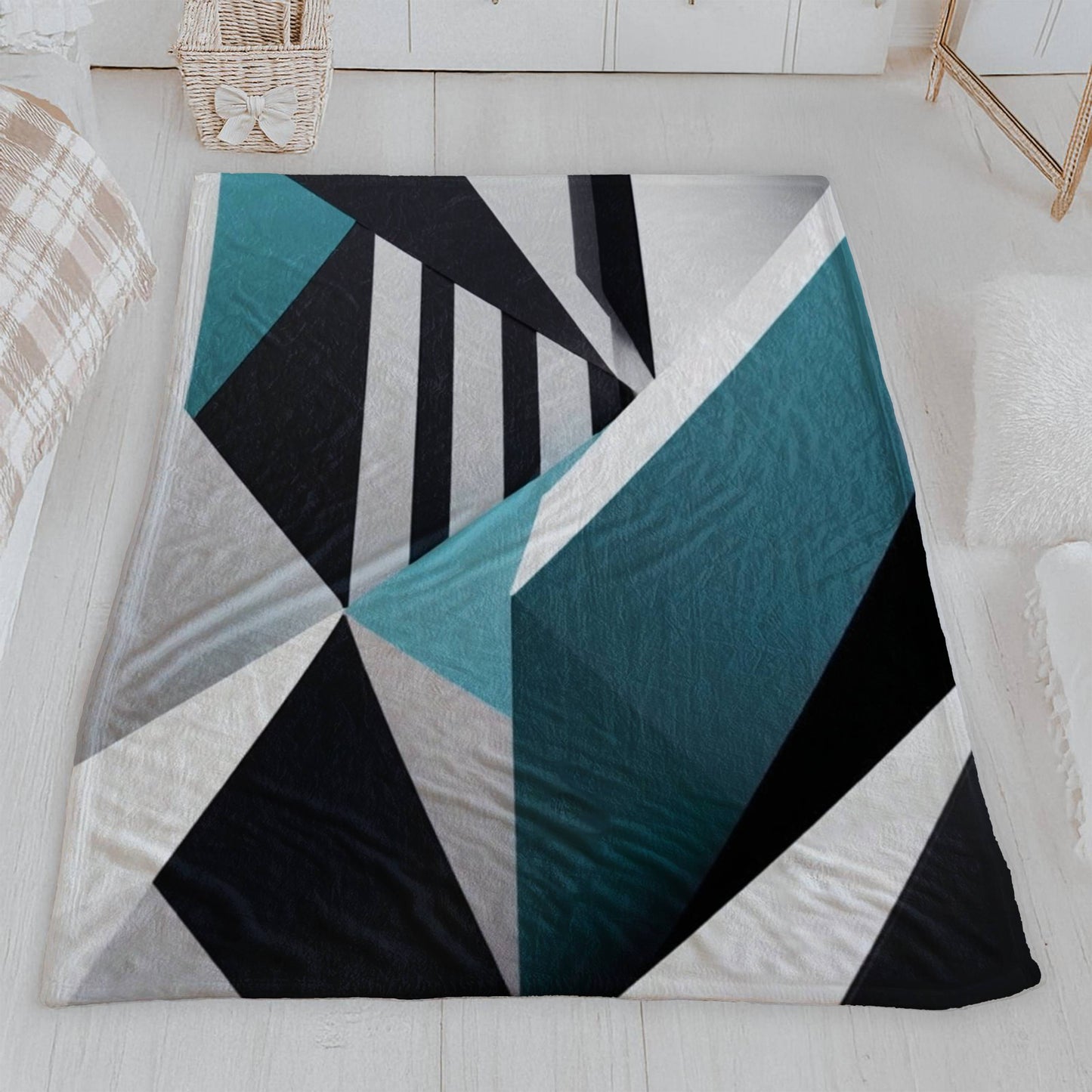 Modern Teal & Black Throw