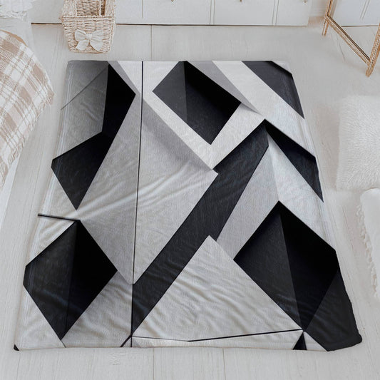 Monochrome Geometric Velveteen Blanket