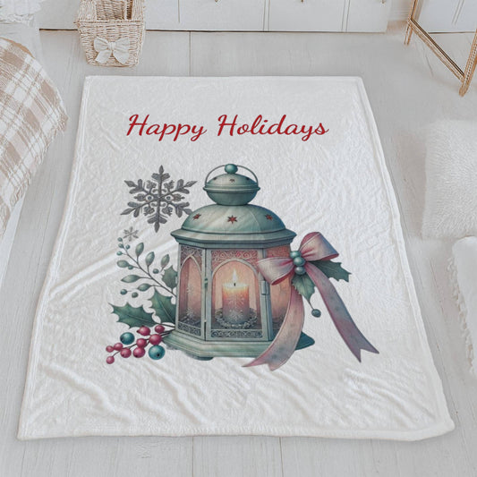 Holiday Lantern Velveteen Plush Blanket
