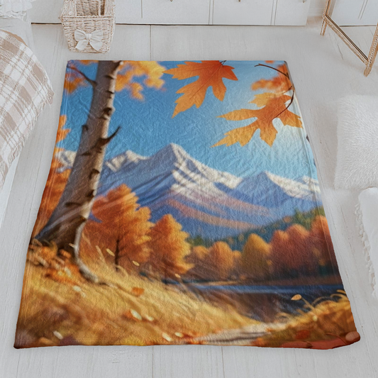 Autumn Mountain Velveteen Blanket