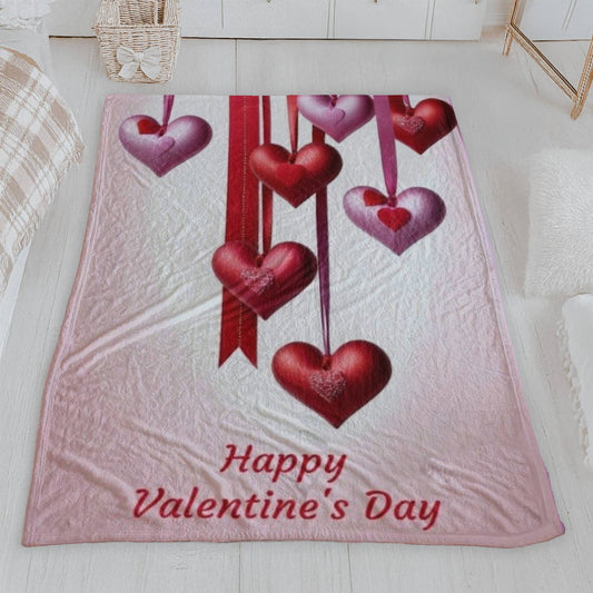 Happy Valentine's Day Hanging Hearts Blanket