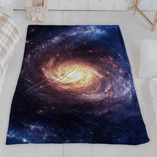 Cosmic Galaxy Swirl Velveteen Plush Blanket