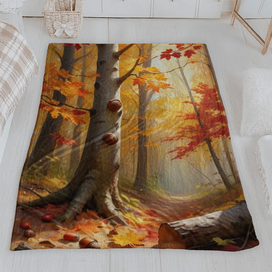 Cozy Autumn Forest Velveteen Blanket