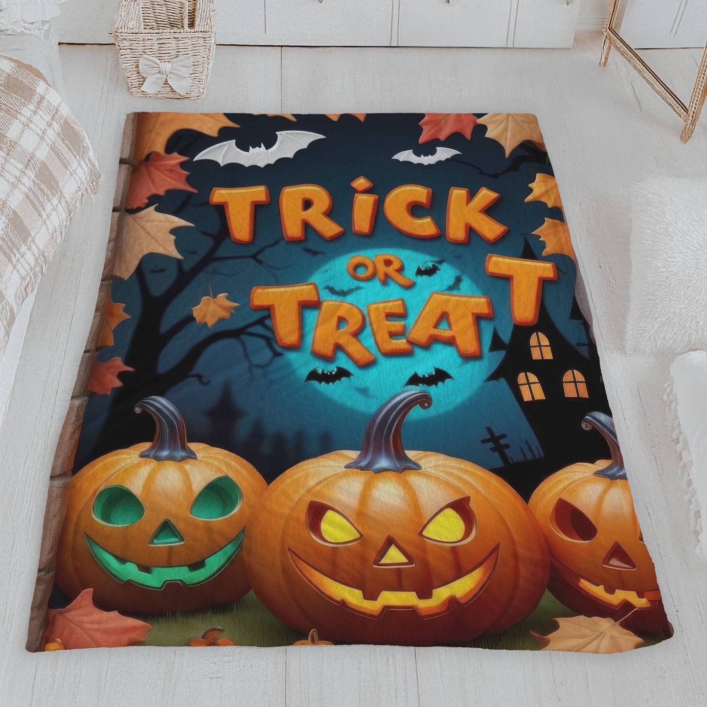 Spooky Pumpkins Trick or Treat Halloween Blanket
