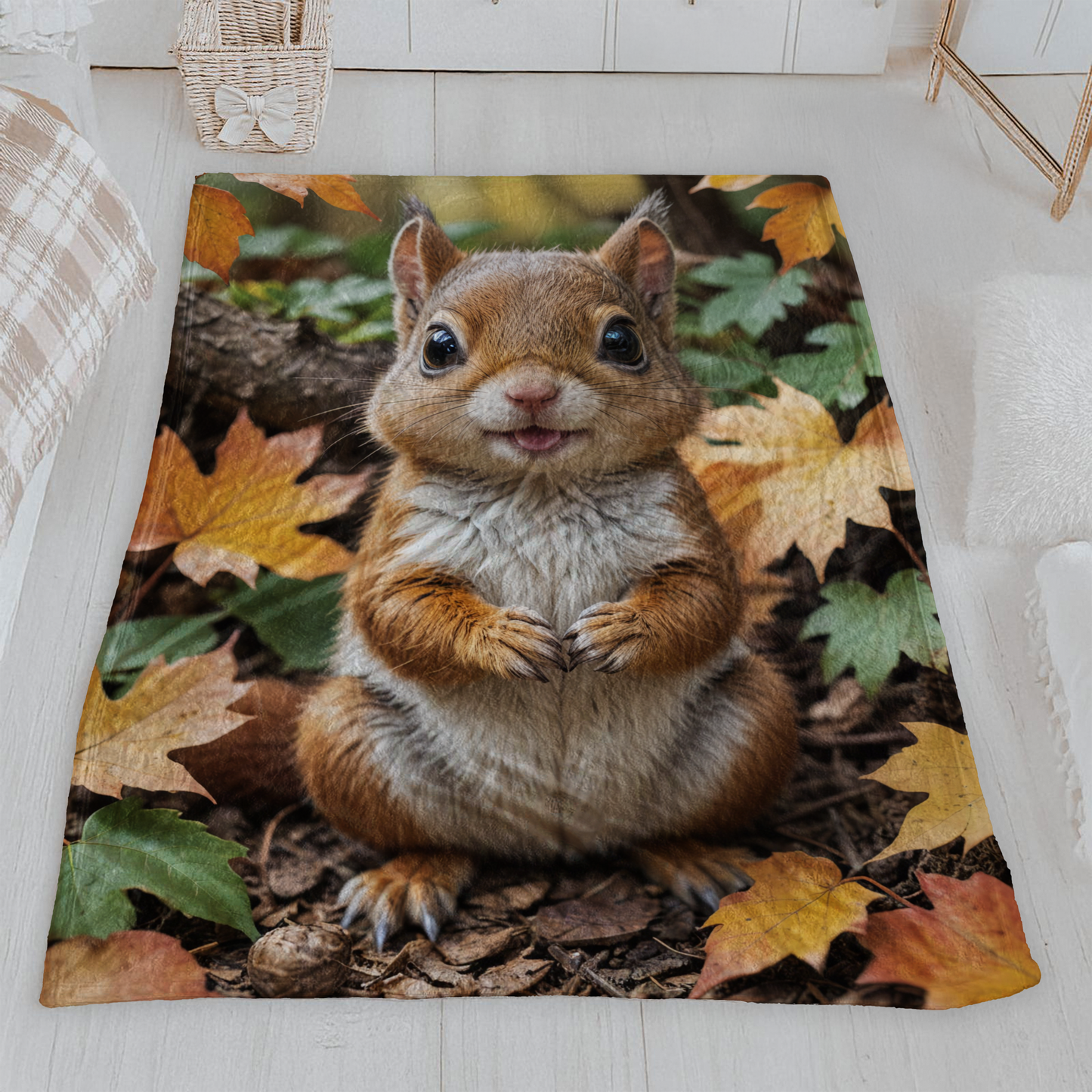 Adorable Smiling Squirrel Velveteen Blanket (Copy)
