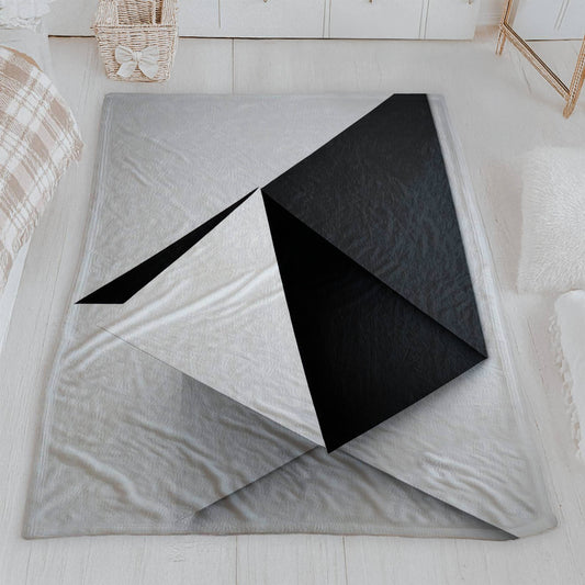 Abstract Black and White Velveteen Blanket