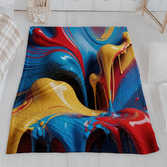Vibrant Paint Drip Velveteen Blanket