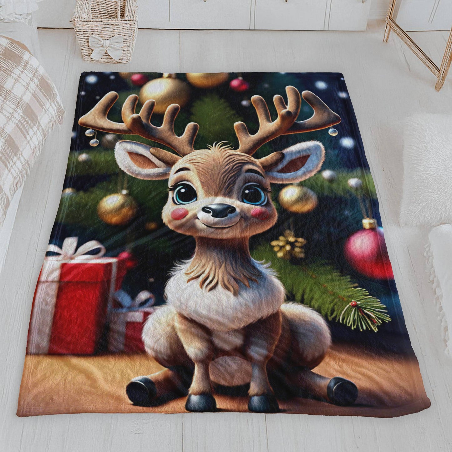 Cute Christmas Reindeer Velveteen Blanket