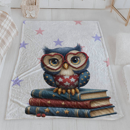 Patriotic Owl Plush Blanket