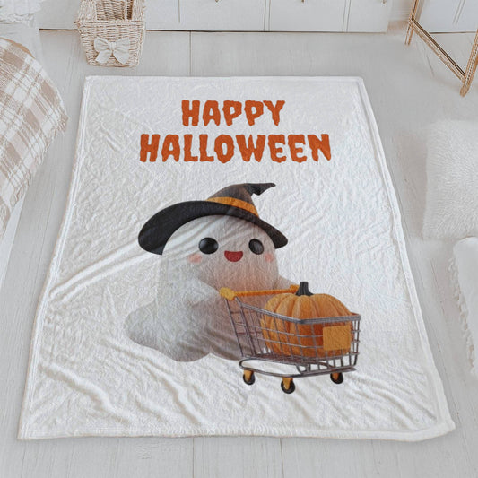 Cute Ghost Shopping Plush Blanket