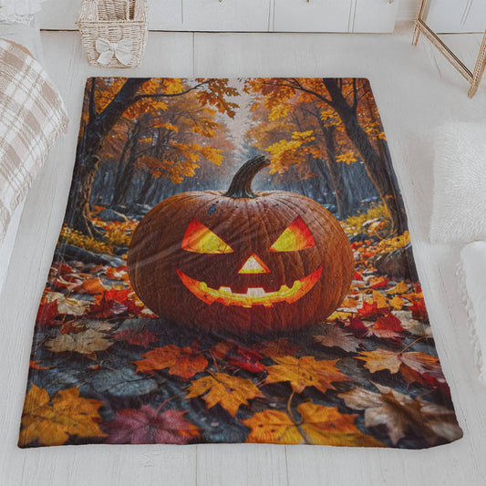 Spooky Forest Jack-o'-Lantern Halloween Plush Blanket