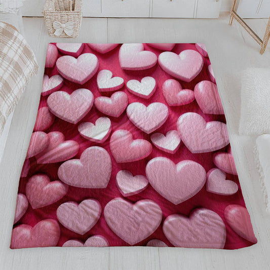 Sweet Pink Hearts Pattern Blanket