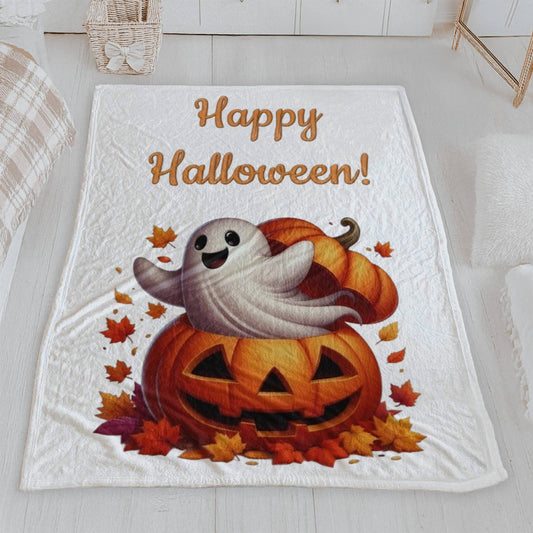 Happy Halloween Ghost Velveteen Blanket