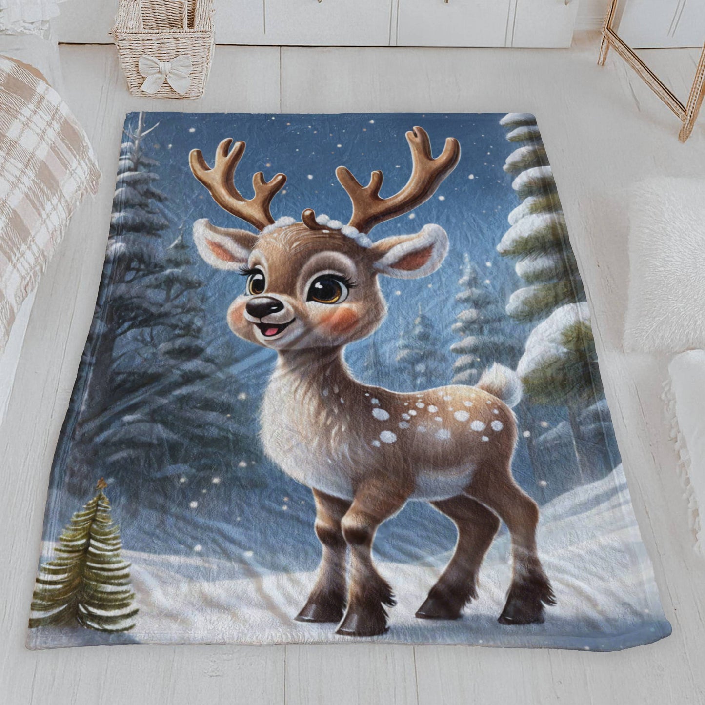 Adorable Baby Reindeer Plush Blanket