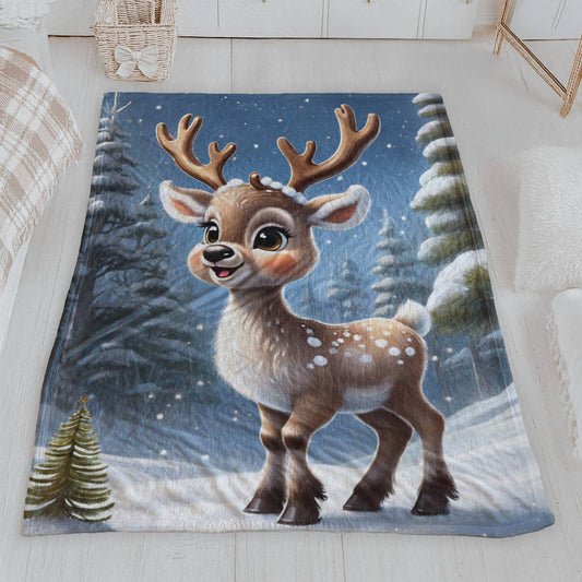 Adorable Baby Reindeer Plush Blanket