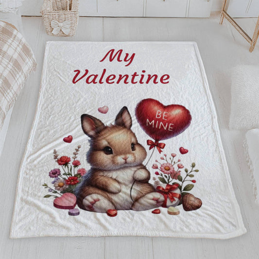 My Valentine Bunny Velveteen Blanket