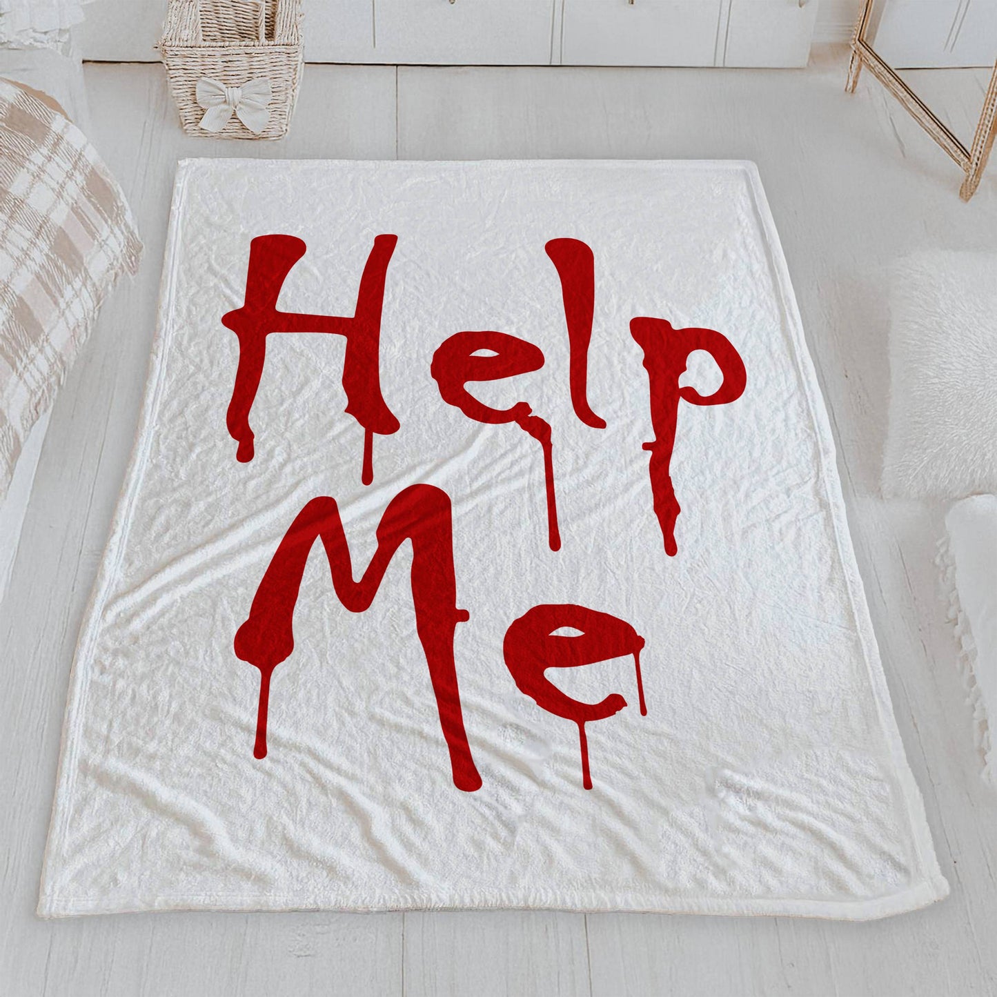 "Help Me" Red Drip Text Lightweight Blanket