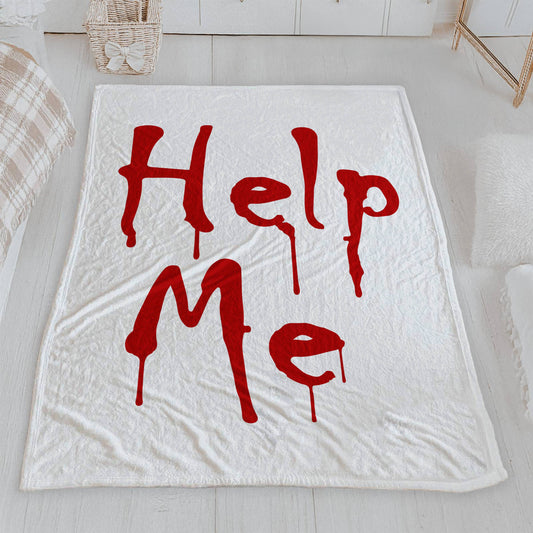 "Help Me" Red Drip Text Lightweight Blanket