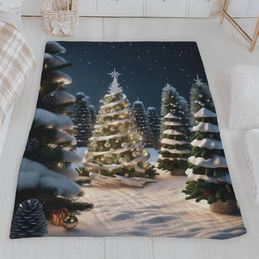Elegant Snowy Forest Holiday Throw