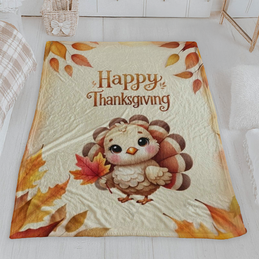 Happy Thanksgiving Turkey Cozy Blanket
