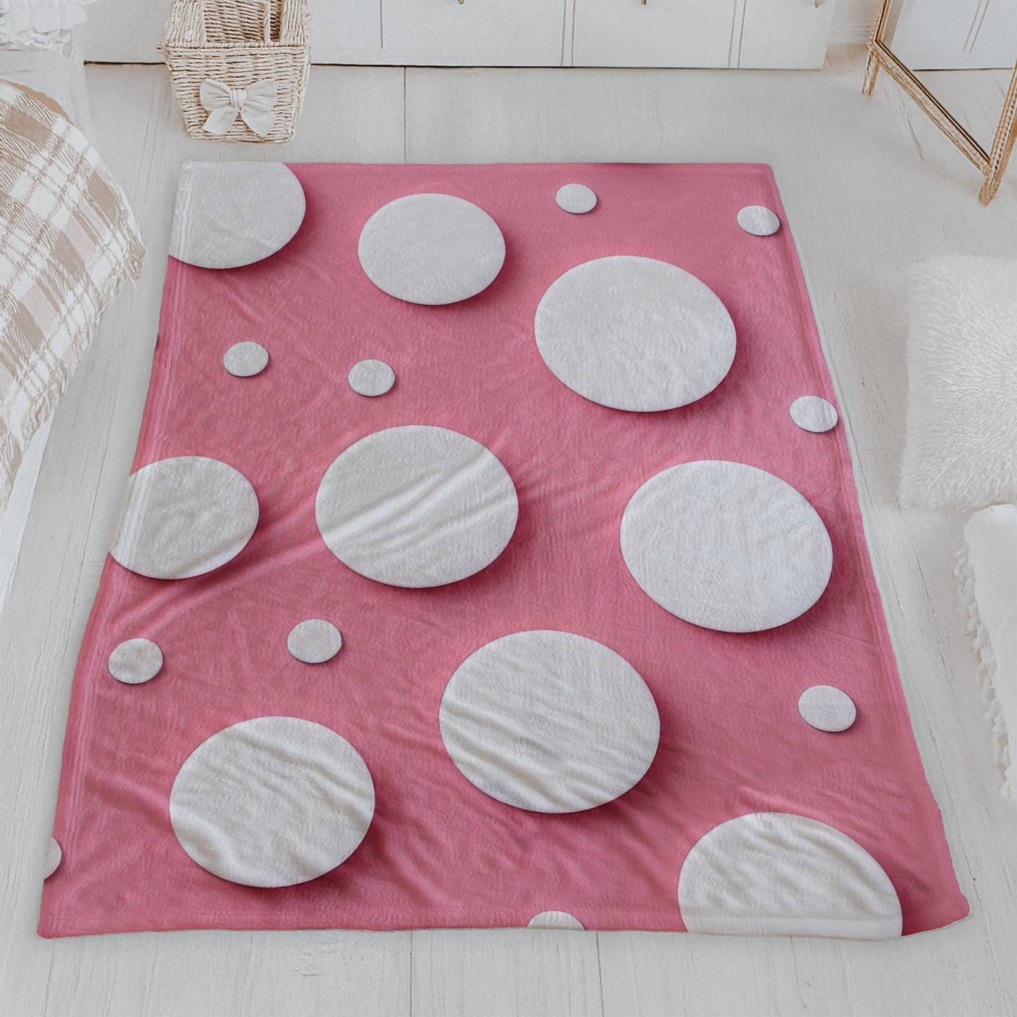 Pink & White Polka Dot Velveteen Blanket