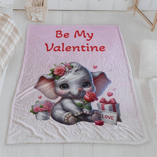 Be My Valentine Cute Elephant Velveteen Blanket